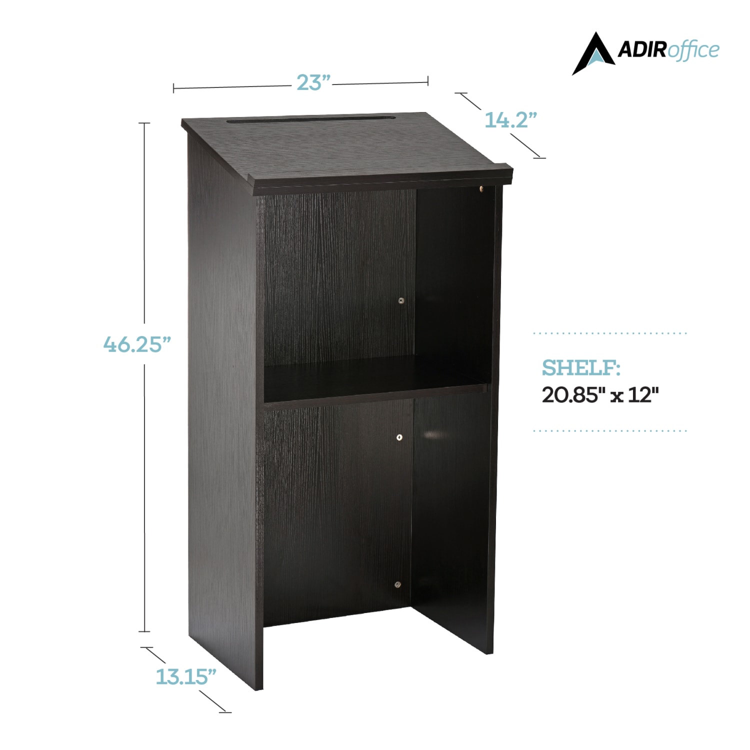 Alpine AdirOffice Stand-Up Floor Podium Lectern, 45-13/16inH x 23inW x 15inD, Black - Image 3