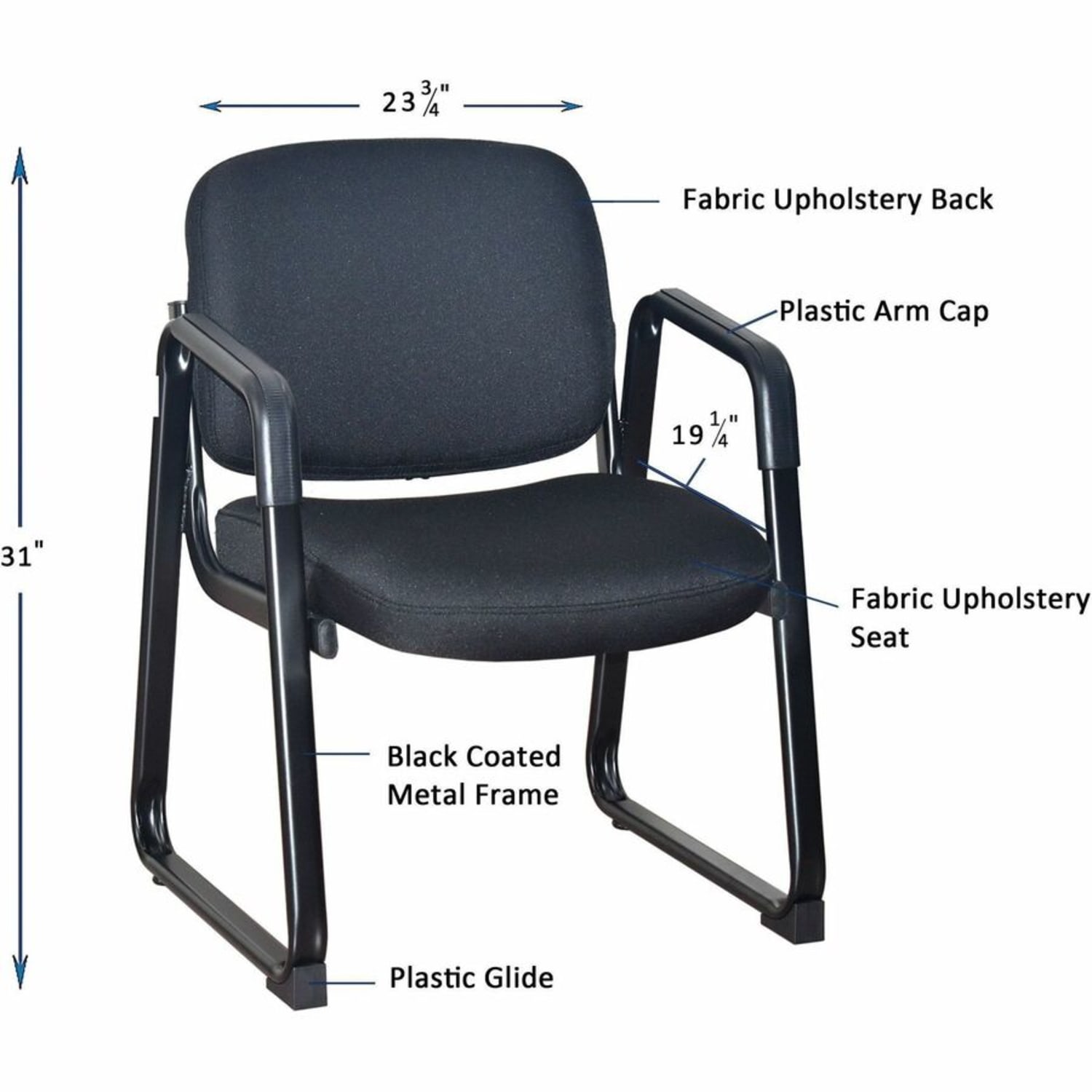 Lorell Fabric-Upholstered Guest Chair, Black - Image 5