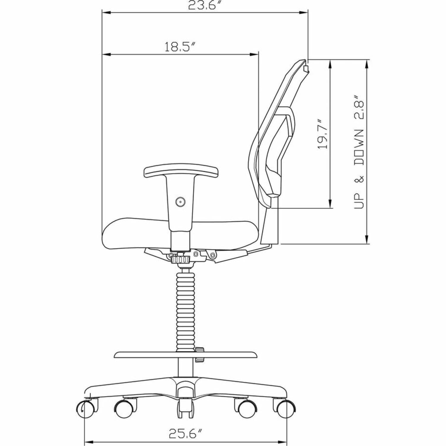 Lorell Ratchet Ergonomic MeshFabric Mid Back Drafting Stool Black PopularChairscom