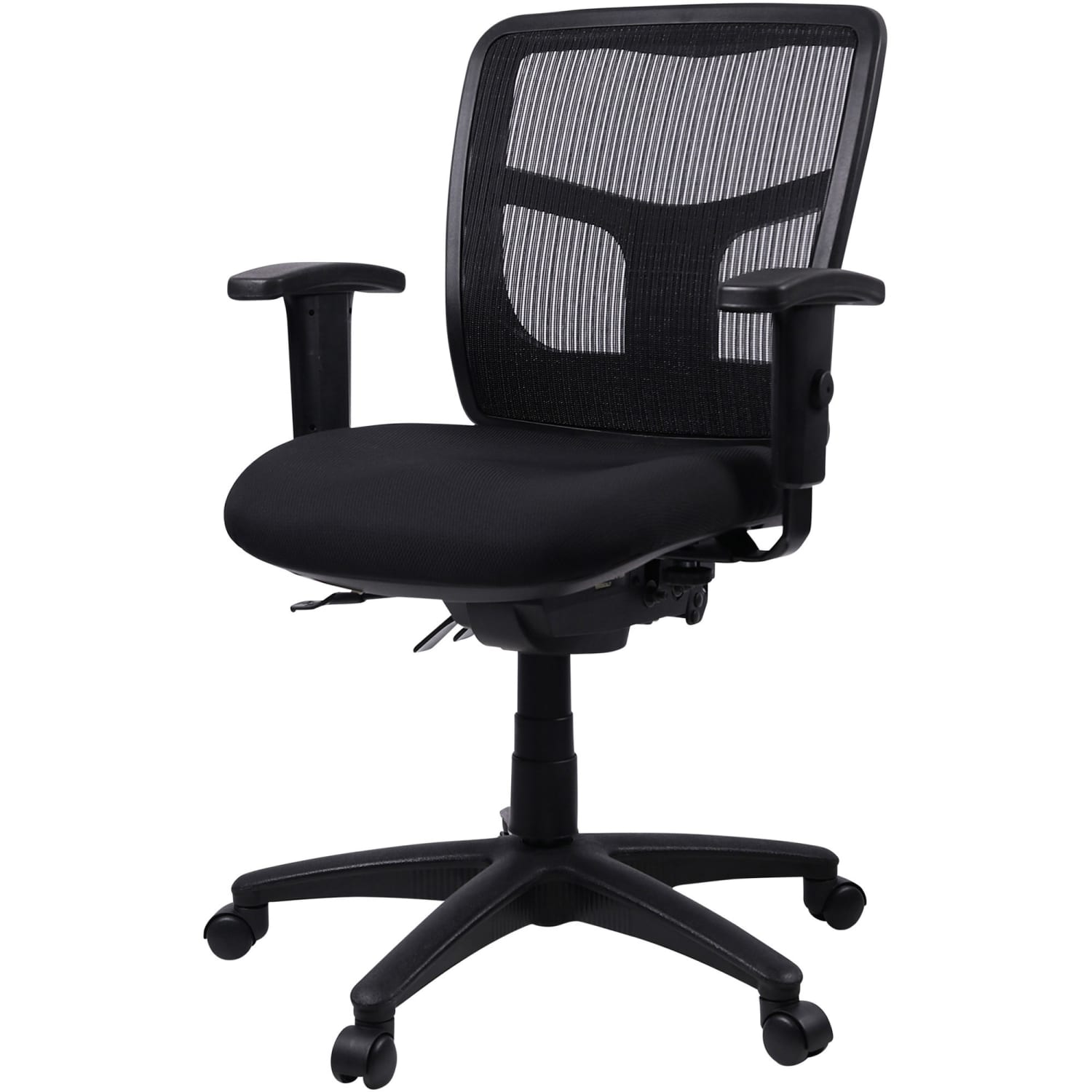 Lorell Ergonomic Mesh/Fabric Mid-Back Managerial Swivel Chair, Black - Image 5