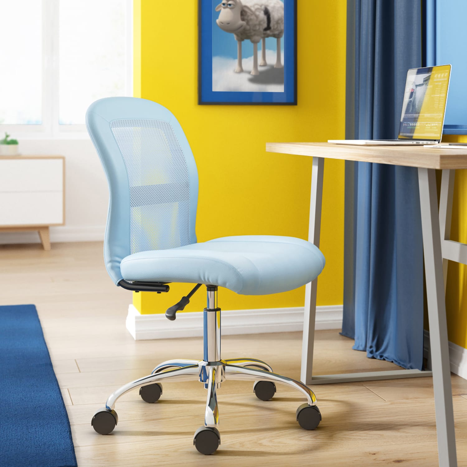 Serta Essentials Mid-Back Computer Chair, Blue Sky/Chrome