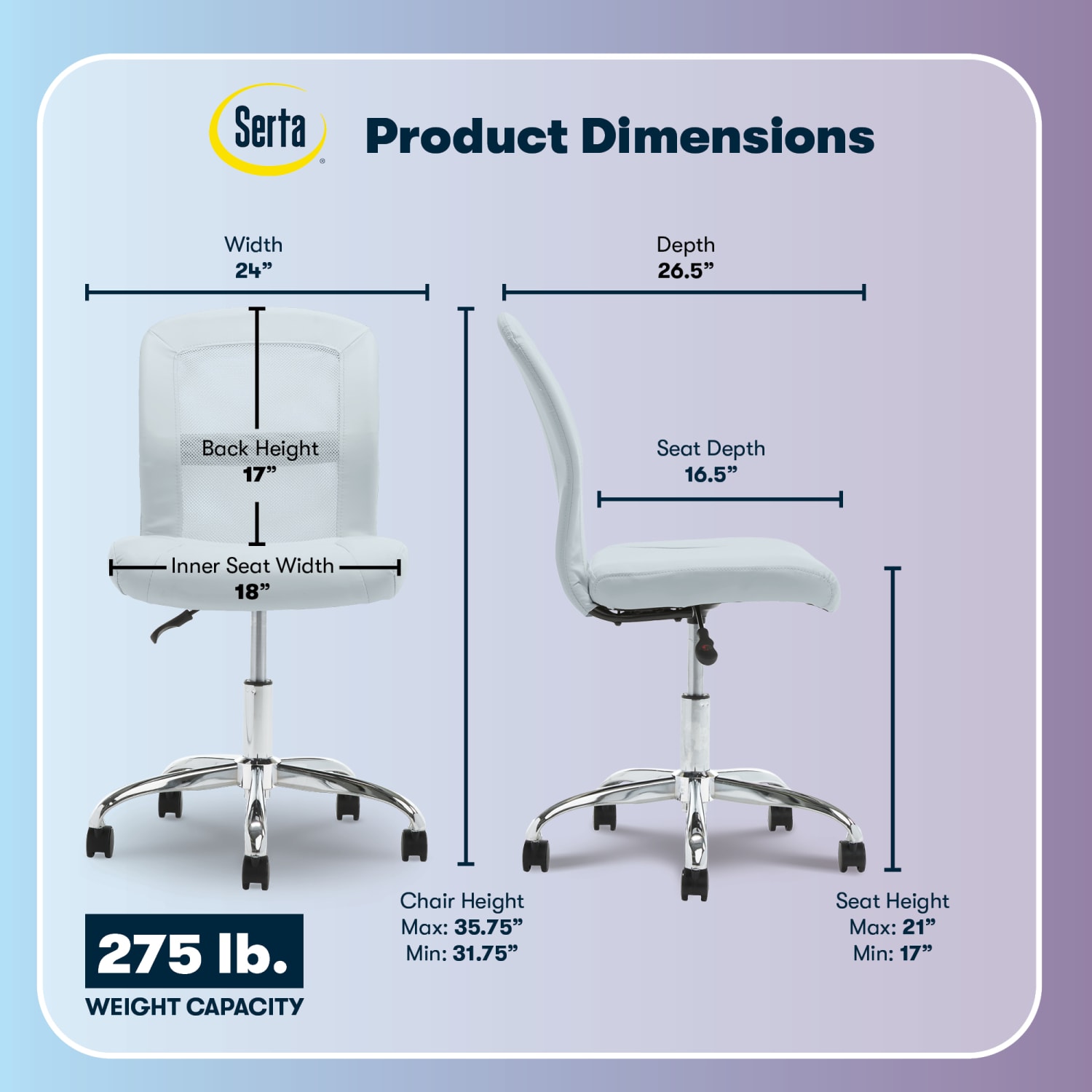 Serta Essentials MidBack Computer Chair Blue SkyChrome PopularChairscom Serta Essentials Mid Back Computer Chair Blue SkyChrome PopularChairscom