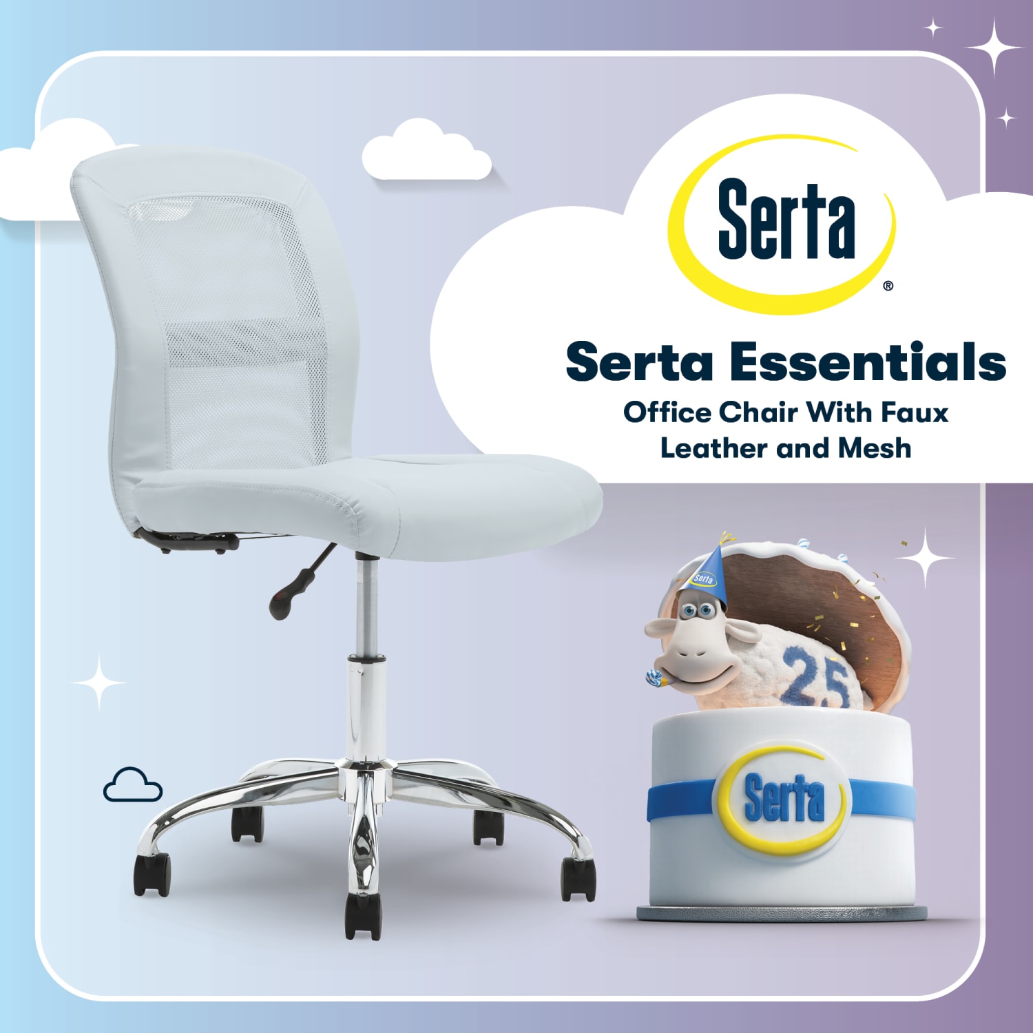 Serta Essentials MidBack Computer Chair Blue SkyChrome PopularChairscom Serta Essentials Mid Back Computer Chair Blue SkyChrome PopularChairscom