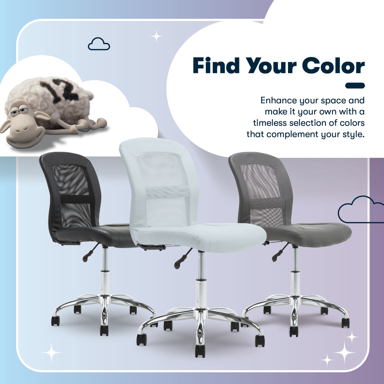 Serta Essentials MidBack Computer Chair Blue SkyChrome PopularChairscom Serta Essentials Mid Back Computer Chair Blue SkyChrome PopularChairscom