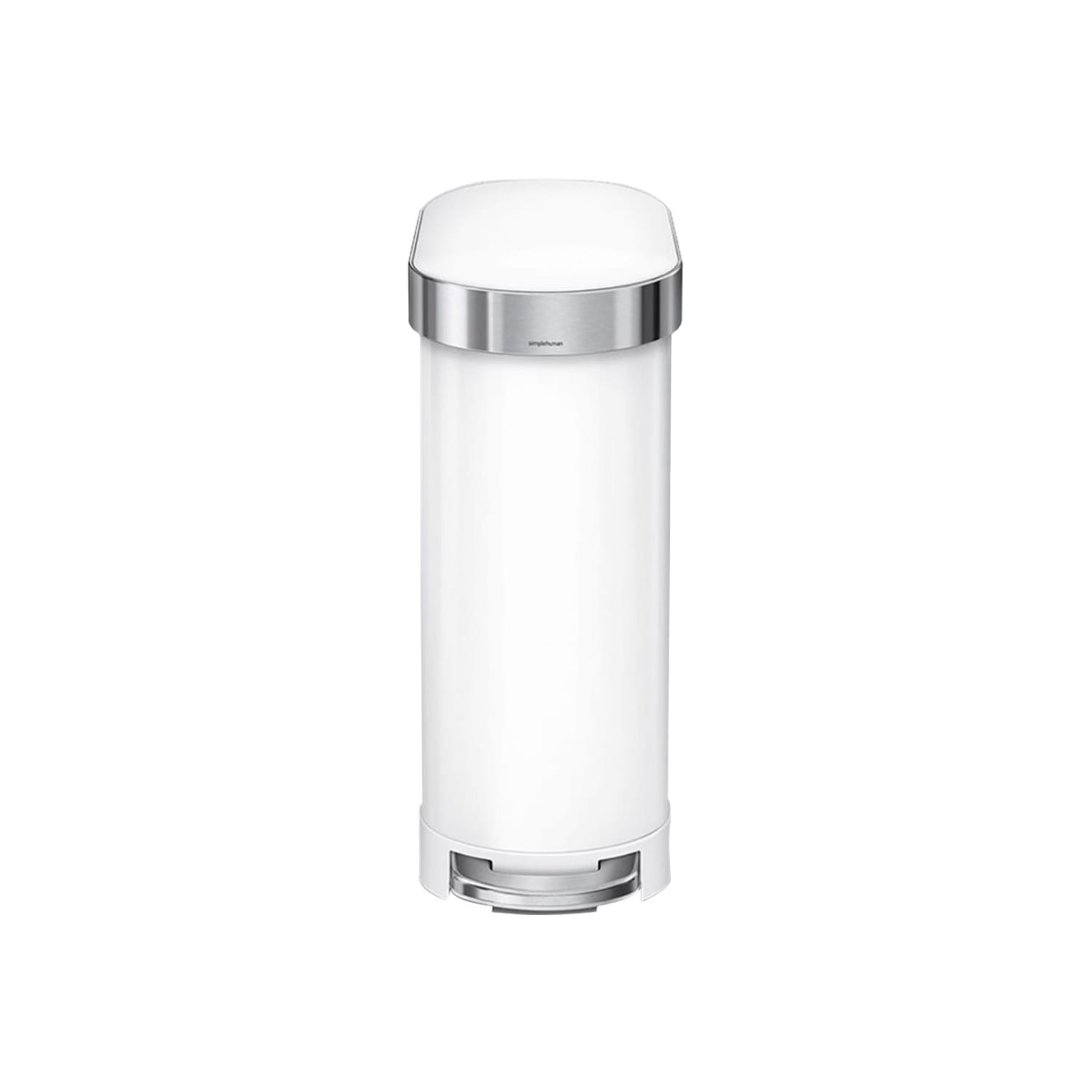 simplehuman Slim Liner Rim Step Trash Can, 12 Gallons, White Steel - Image 5