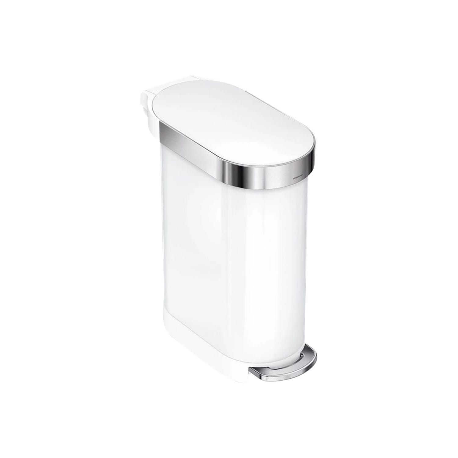 simplehuman Slim Liner Rim Step Trash Can, 12 Gallons, White Steel - Image 6