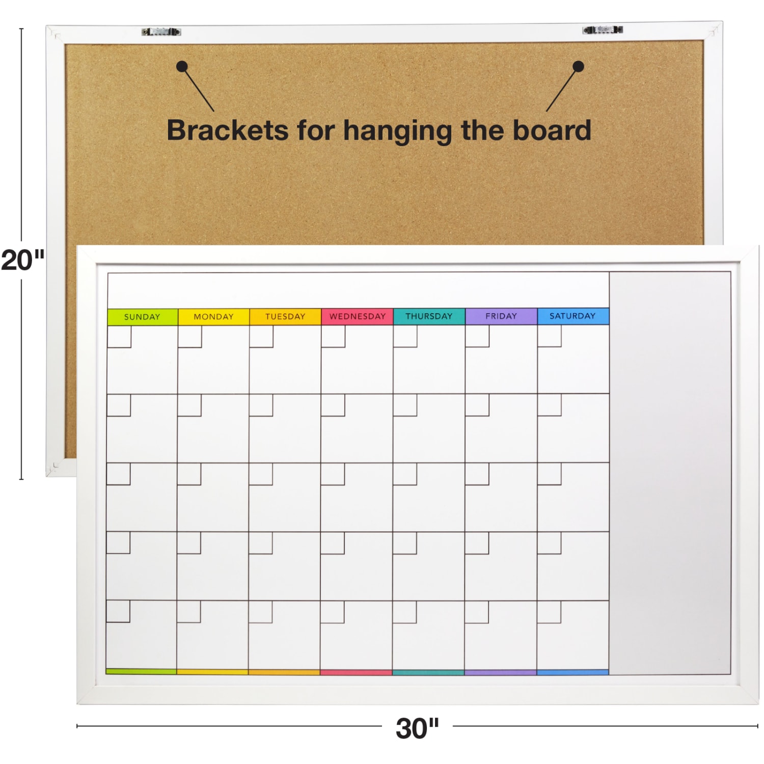 Excello Global Products Magnetic Dry-Erase Monthly Calendar Whiteboard, Porcelain, 20in x 30in, White Wood Frame - Image 4