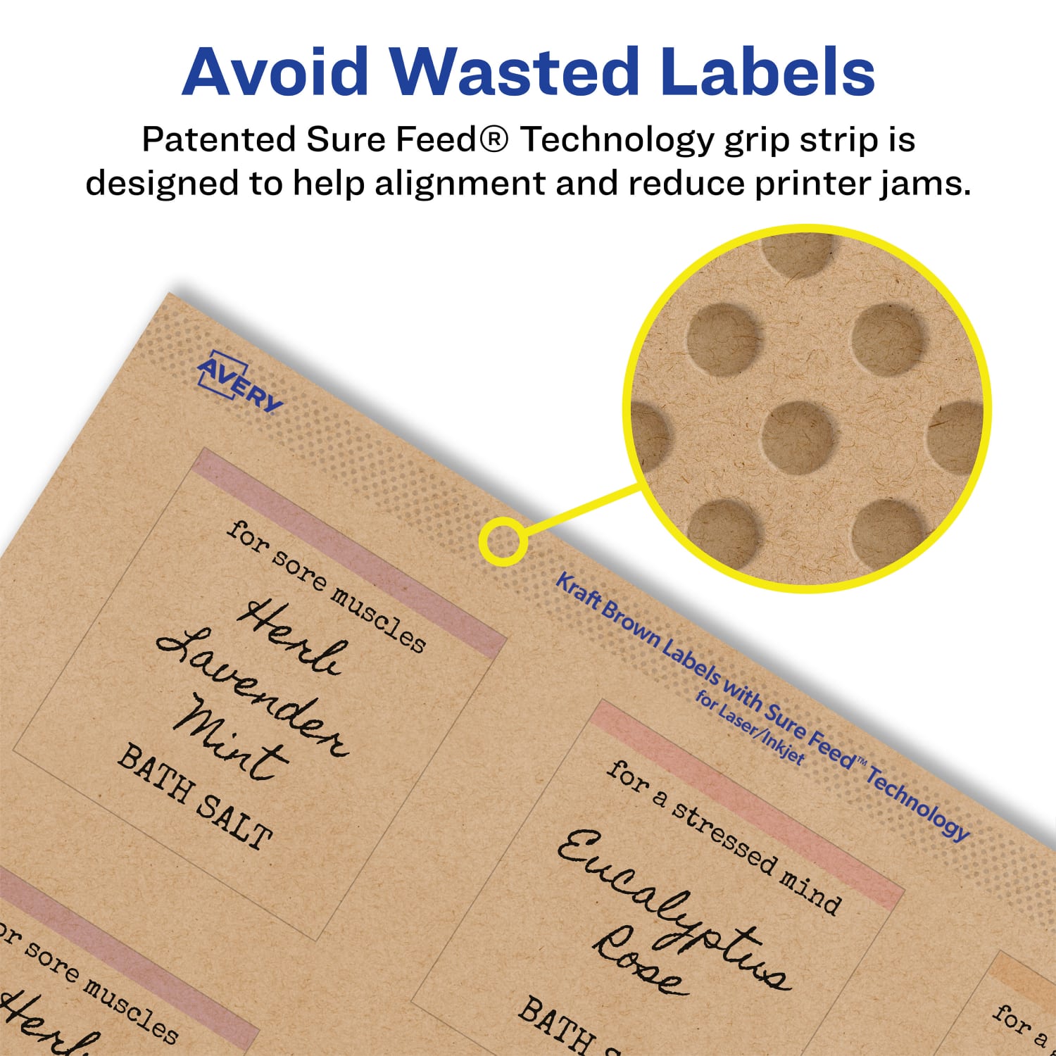 Avery Kraft Permanent Labels With Sure Feed, 94107-KMP15, Square, 2in x 2in, Brown, Pack Of 180 - Image 5
