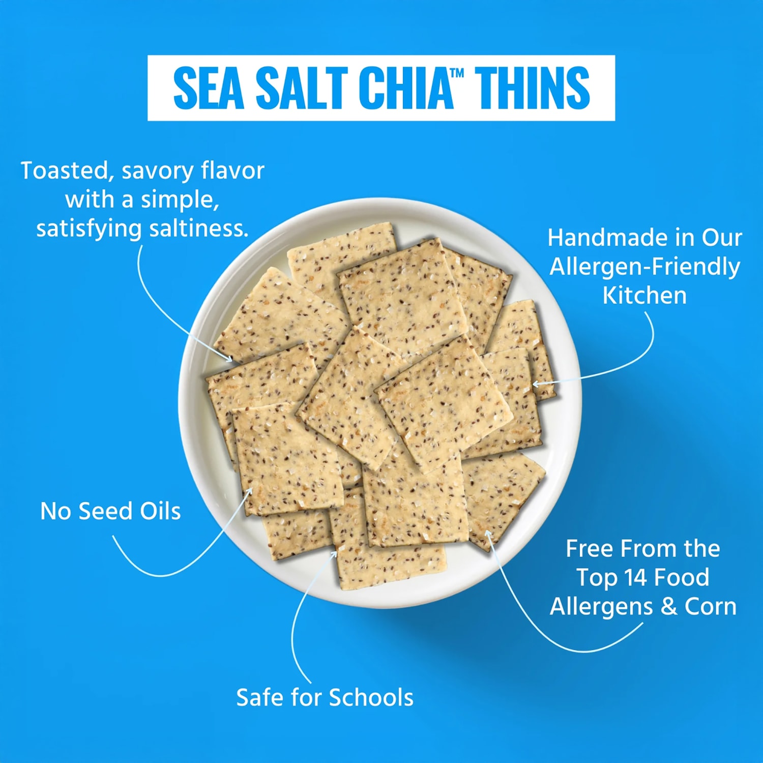 Every Body Eat Sea Salt Chia Crackers, 1.1 Oz, Total Qty 20 - Image 5