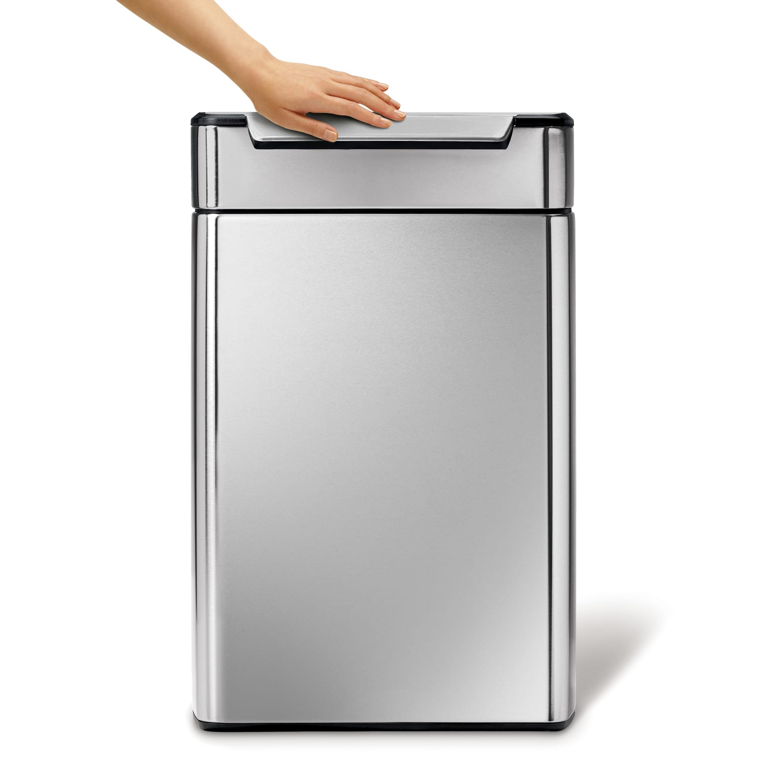 simplehuman Rectangular Metal Touch-Bar Trash Can, Dual Compartment, 12.7 Gallons, 28inH x 19-3/4inW x 11-7/16inD, Brushed Stainless Steel - Image 3