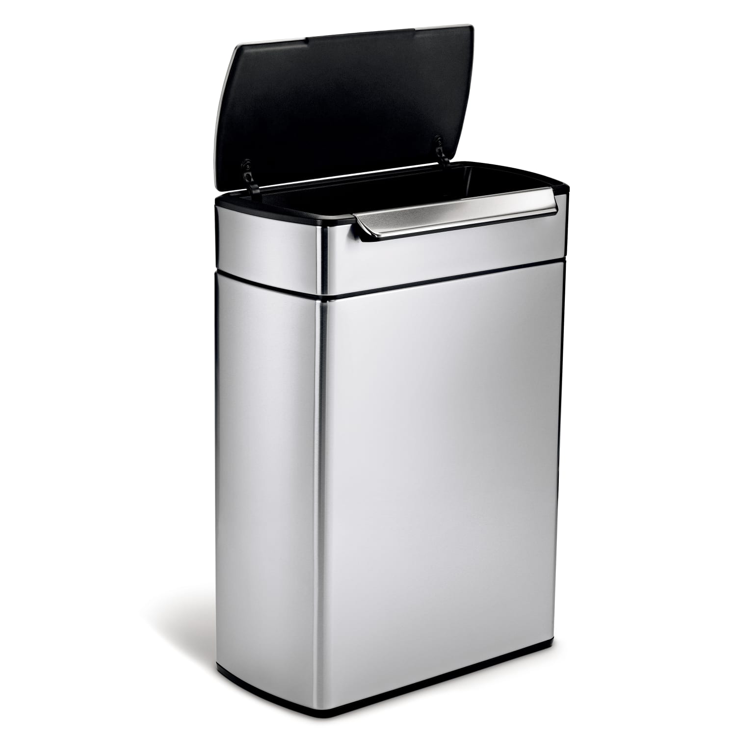 simplehuman Rectangular Metal Touch-Bar Trash Can, Dual Compartment, 12.7 Gallons, 28inH x 19-3/4inW x 11-7/16inD, Brushed Stainless Steel - Image 4