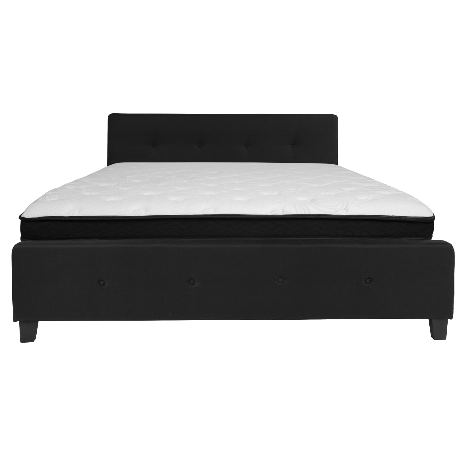 Flash Furniture Tribeca Button Tufted Upholstered Platform Bed with Memory Foam Pocket Spring Mattress, King, 40inH x 78-1/4inW x 85-1/4inL, Black - Image 6
