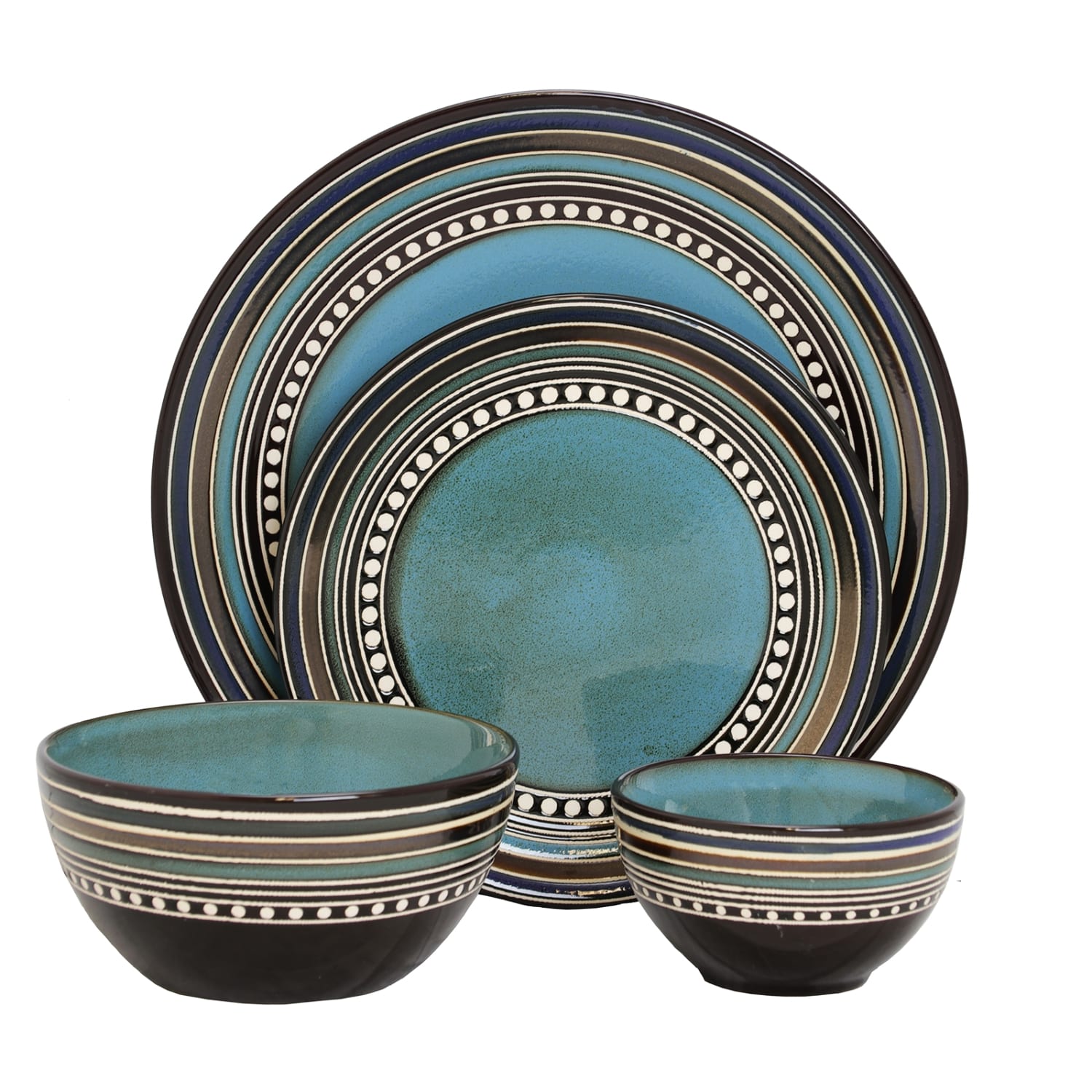 Gibson Elite Cafe Versailles 16-Piece Dinnerware Set, Blue - Image 3