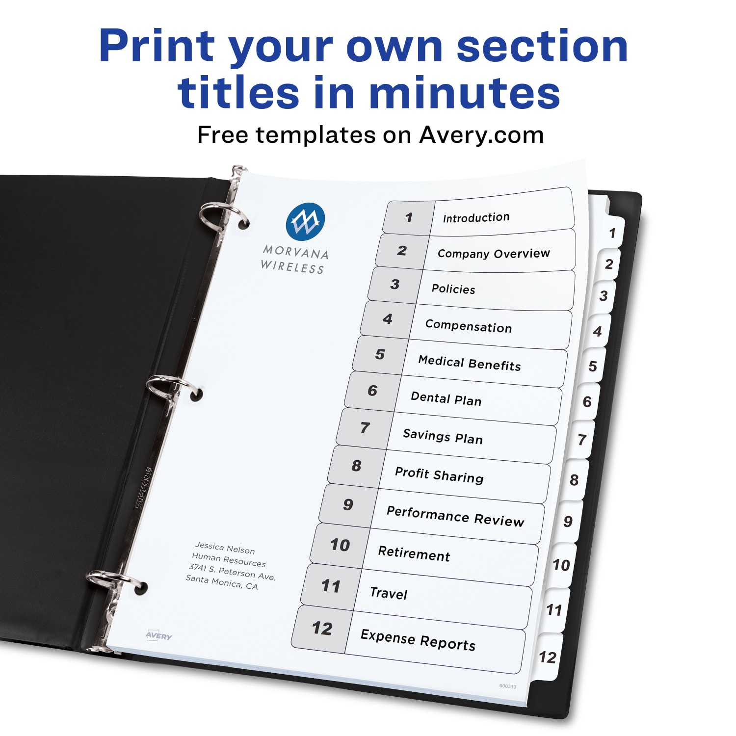 Avery Ready Index 1-12 Tab With Customizable Table Of Contents Dividers, Letter Size, White, 1 Set - Image 3
