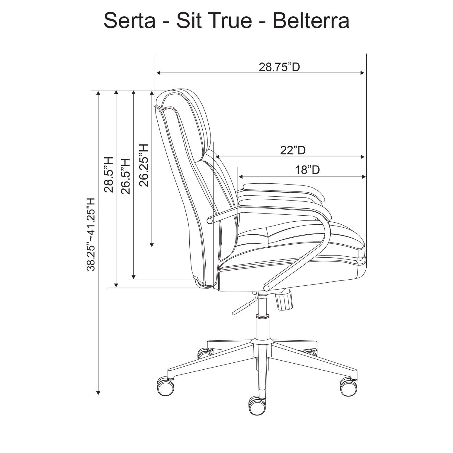 Serta SitTrue Belterra Faux Leather Mid Back Manager Chair Gray PopularChairscom