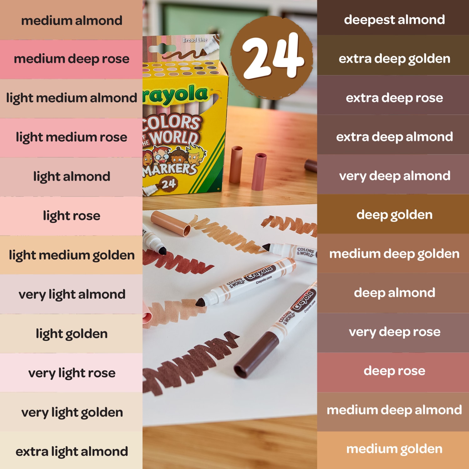Crayola Washable Markers, Broad Line, Colors of the World, Pack Of 24 Markers, Set Of 2 Packs - Image 4