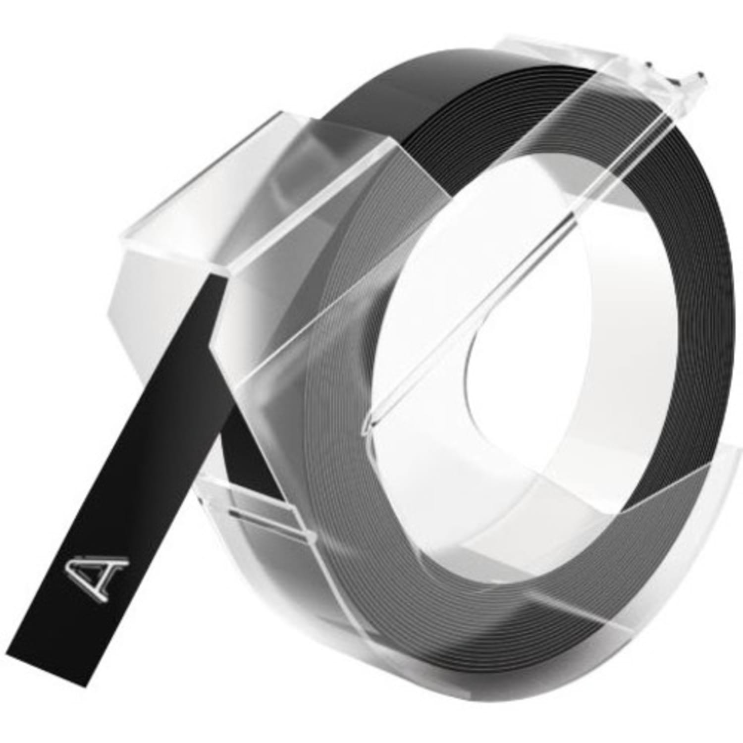 DYMO 5201-09 Embossed Vinyl Labeling Tape, 0.38in x 9.8ft, Glossy Black - Image 3