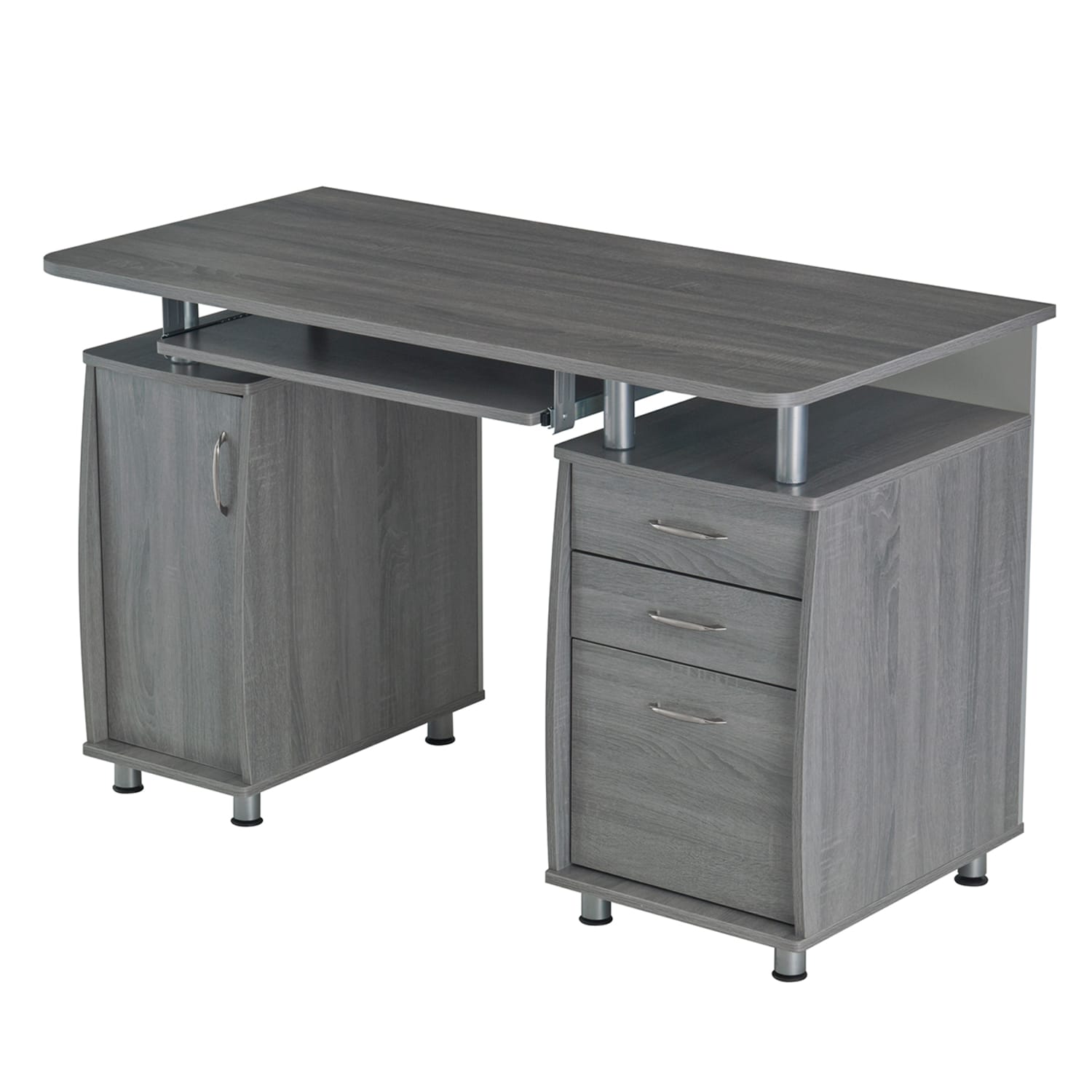Techni Mobili Complete Workstation 48inW Computer Desk With Storage, Gray