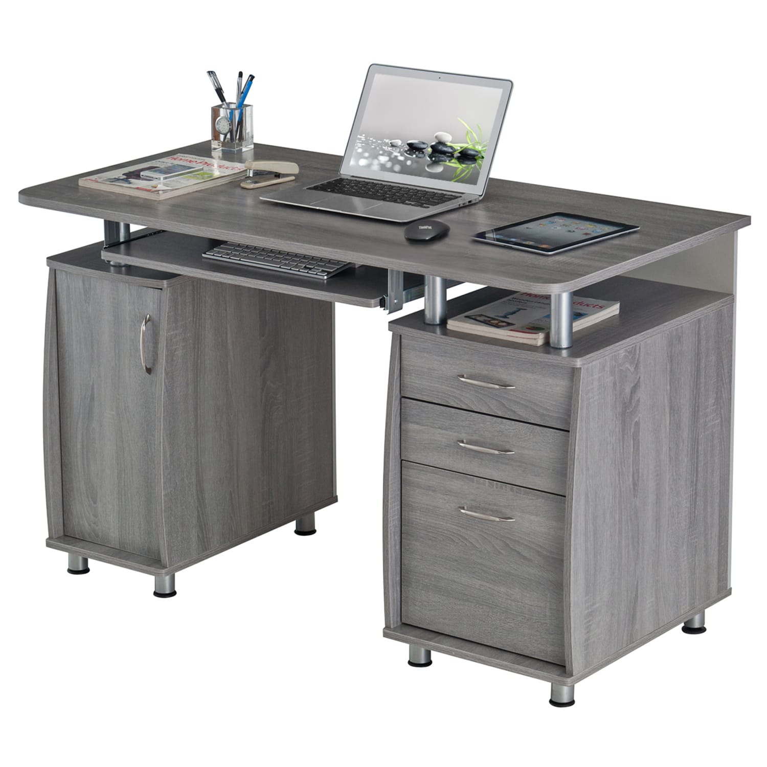 Techni Mobili Complete Workstation 48inW Computer Desk With Storage, Gray - Image 6
