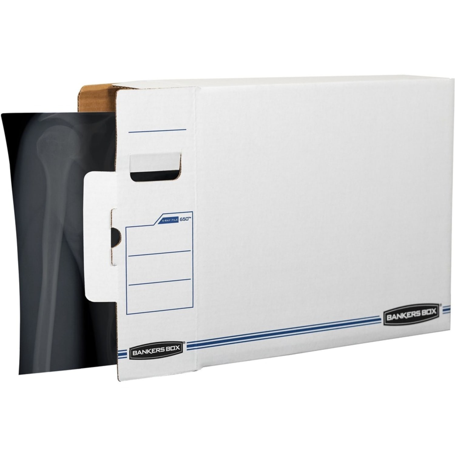 Bankers Box X-Ray Storage Boxes, 15 3/4in x 5 1/4in x 19 3/4in, White/Blue, Case Of 6 - Image 5