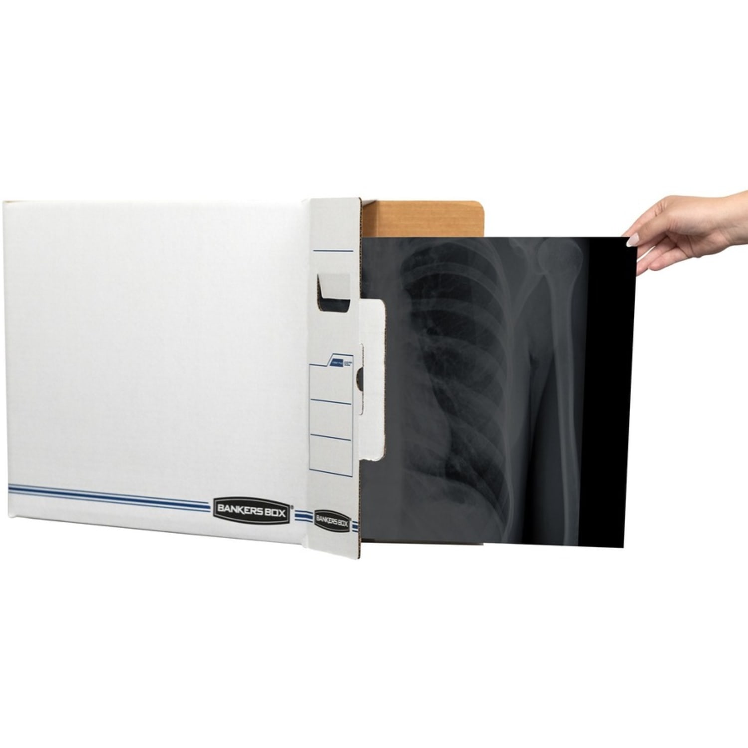 Bankers Box X-Ray Storage Boxes, 15 3/4in x 5 1/4in x 19 3/4in, White/Blue, Case Of 6 - Image 6