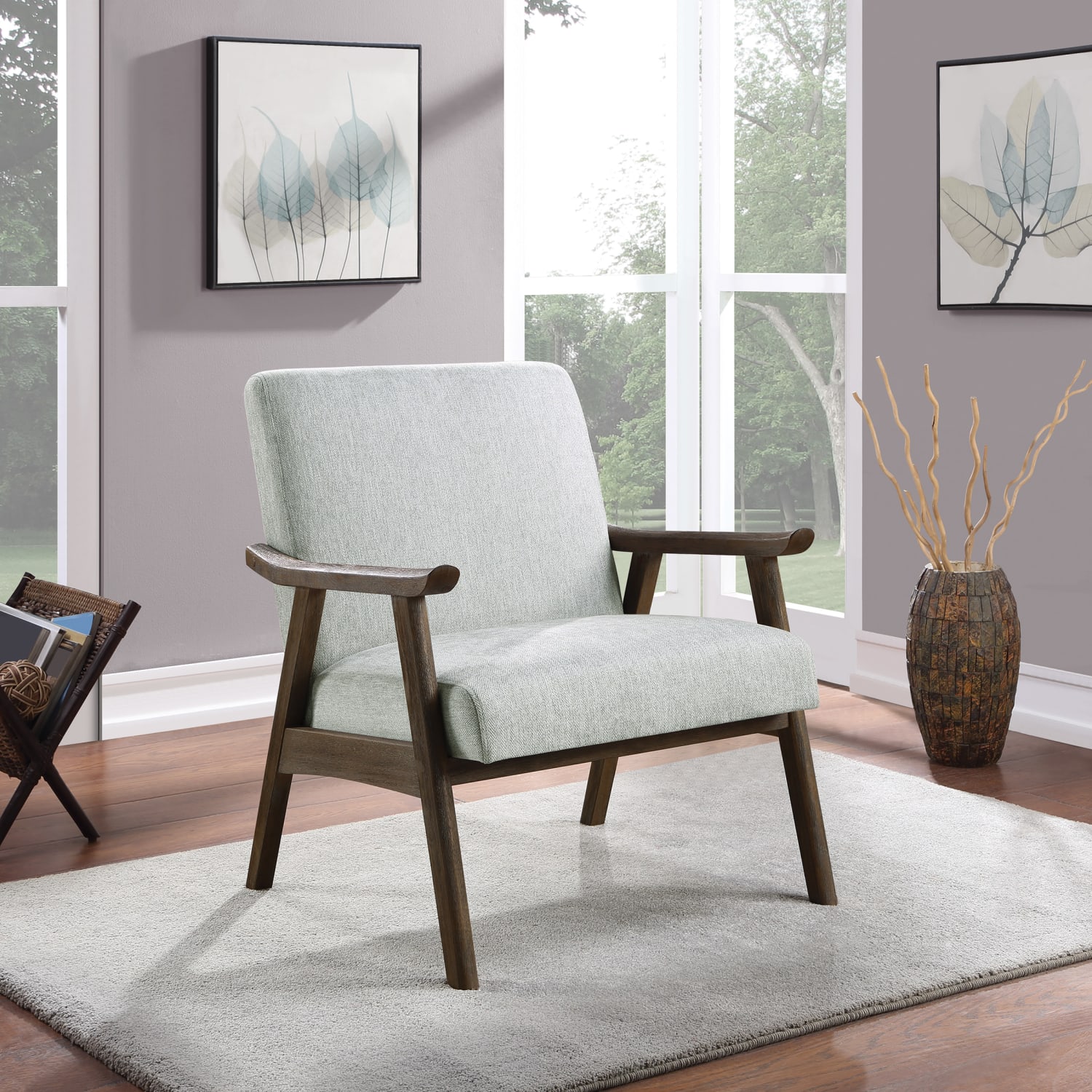 Office Star Weldon Armchair, Smoke/Brushed Brown - Image 4