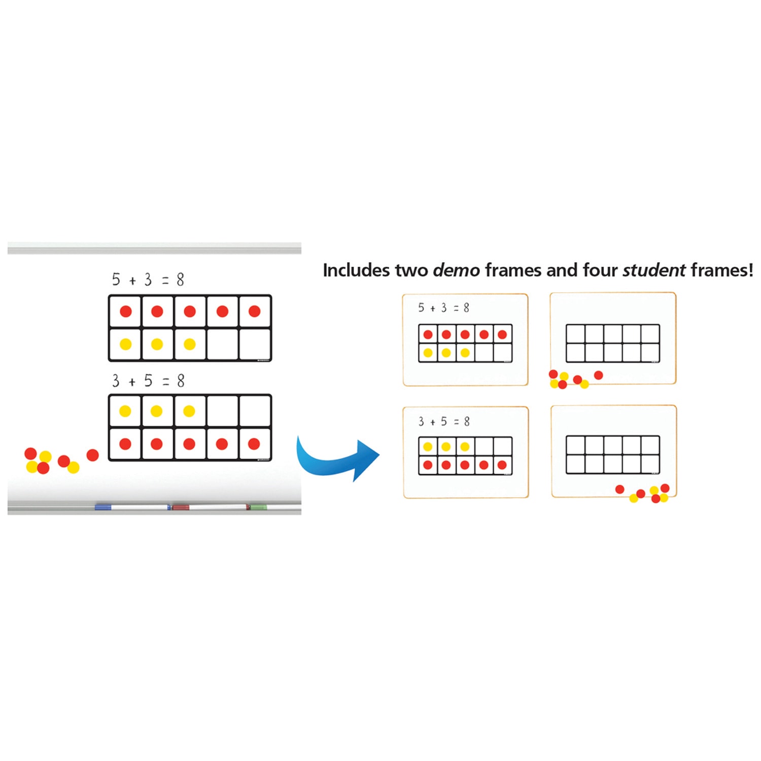 Dowling Magnets Ten Frames Magnet Math Set, 15in x 6 3/16in, Assorted, Grade 2 - Grade 7 - Image 4