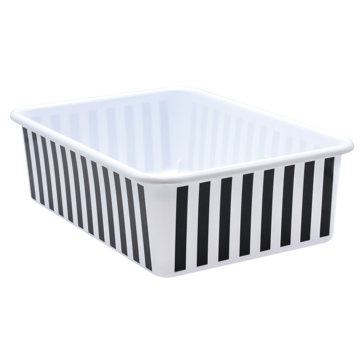 Teacher Created Resources Plastic Storage Bin, Large, Black and White Stripes, Pack Of 3 - Image 3