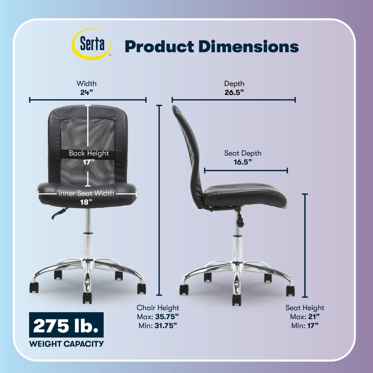 Serta Essentials Mid Back Computer Chair Ingenuity BlackChrome PopularChairscom