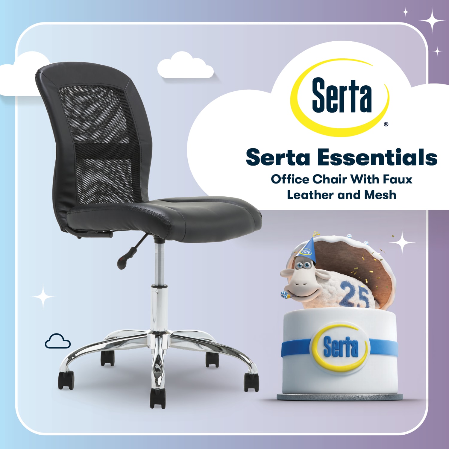 Serta Essentials Mid Back Computer Chair Ingenuity BlackChrome PopularChairscom