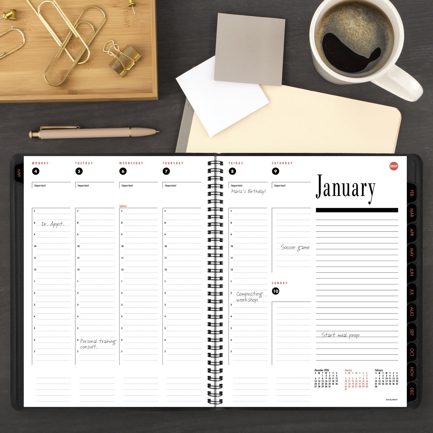 AT-A-GLANCE 800 Range 2027 Weekly Monthly Planner, Large, Black, 8 1/4in x 11in - Image 3