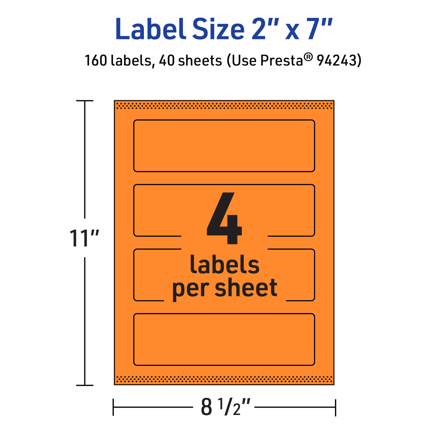 Avery Print-To-The-Edge Labels With Sure Feed Technology, 94243-BOP40, Rectangle, 2in x 7in, Matte Bright Orange, Pack of 160 - Image 6