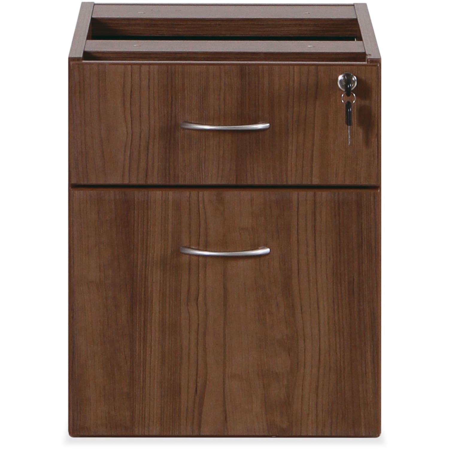 Lorell Essentials 16inW Vertical 2-Drawer Fixed Pedestal Box/File Cabinet For Computer Desk, Walnut - Image 3