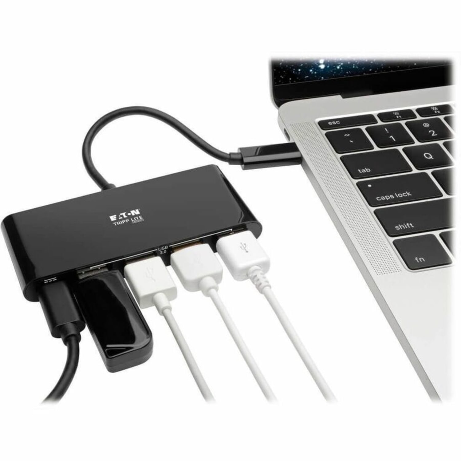 Eaton Tripp Lite series 4-Port USB C Hub Adapter w 4x USB-A & USB Type C PD Charging Black Thunderbolt 3 Compatible - U4600044ABC - Image 3