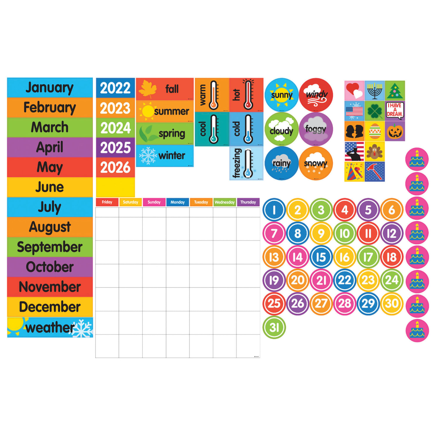 Dowling Magnets Magnet Tools Giant Magnetic Calendar 94-Piece Set - Image 3