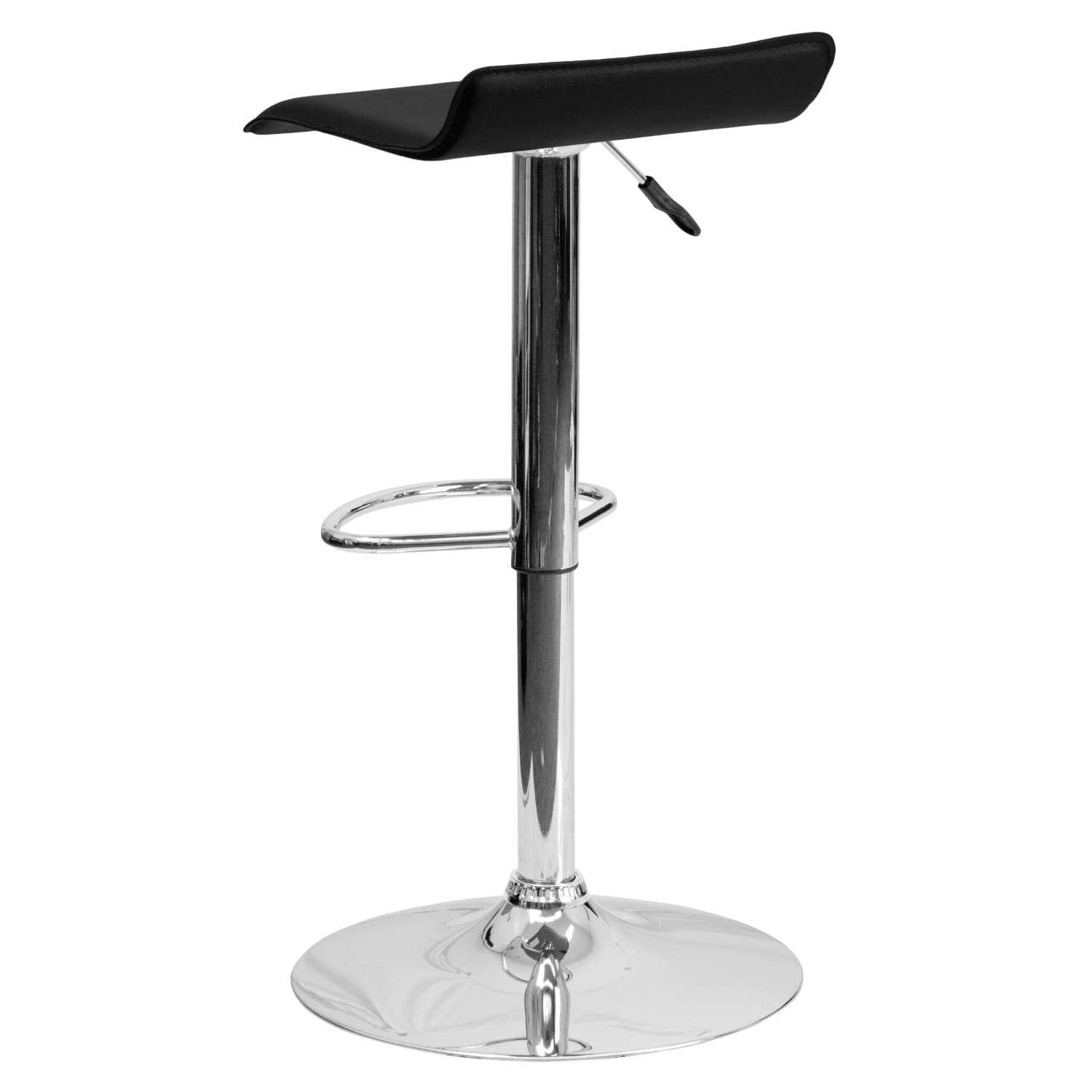 Flash Furniture Contemporary Vinyl Adjustable-Height Bar Stool With Solid Wave Seat, Black/Chrome - Image 8