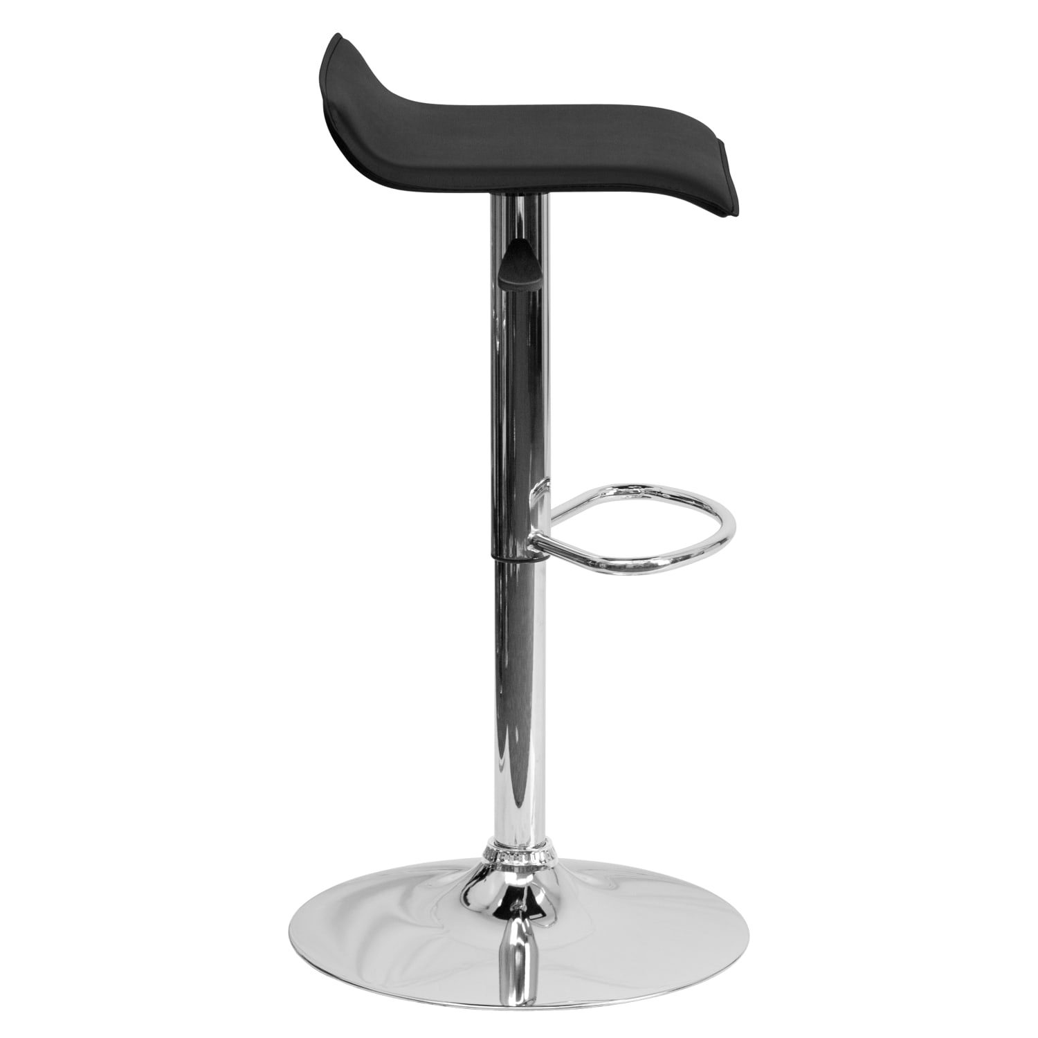 Flash Furniture Contemporary Vinyl Adjustable-Height Bar Stool With Solid Wave Seat, Black/Chrome - Image 10