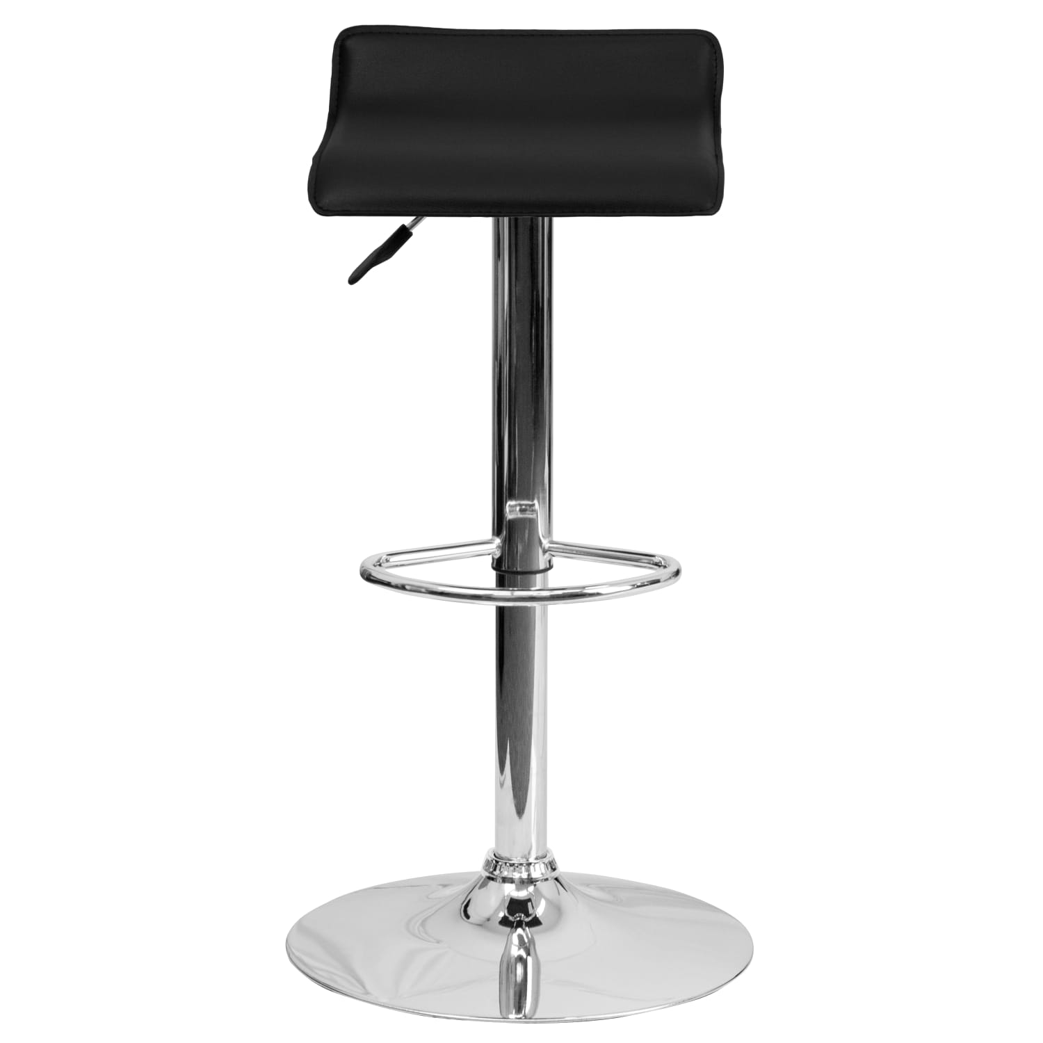 Flash Furniture Contemporary Vinyl Adjustable-Height Bar Stool With Solid Wave Seat, Black/Chrome - Image 11