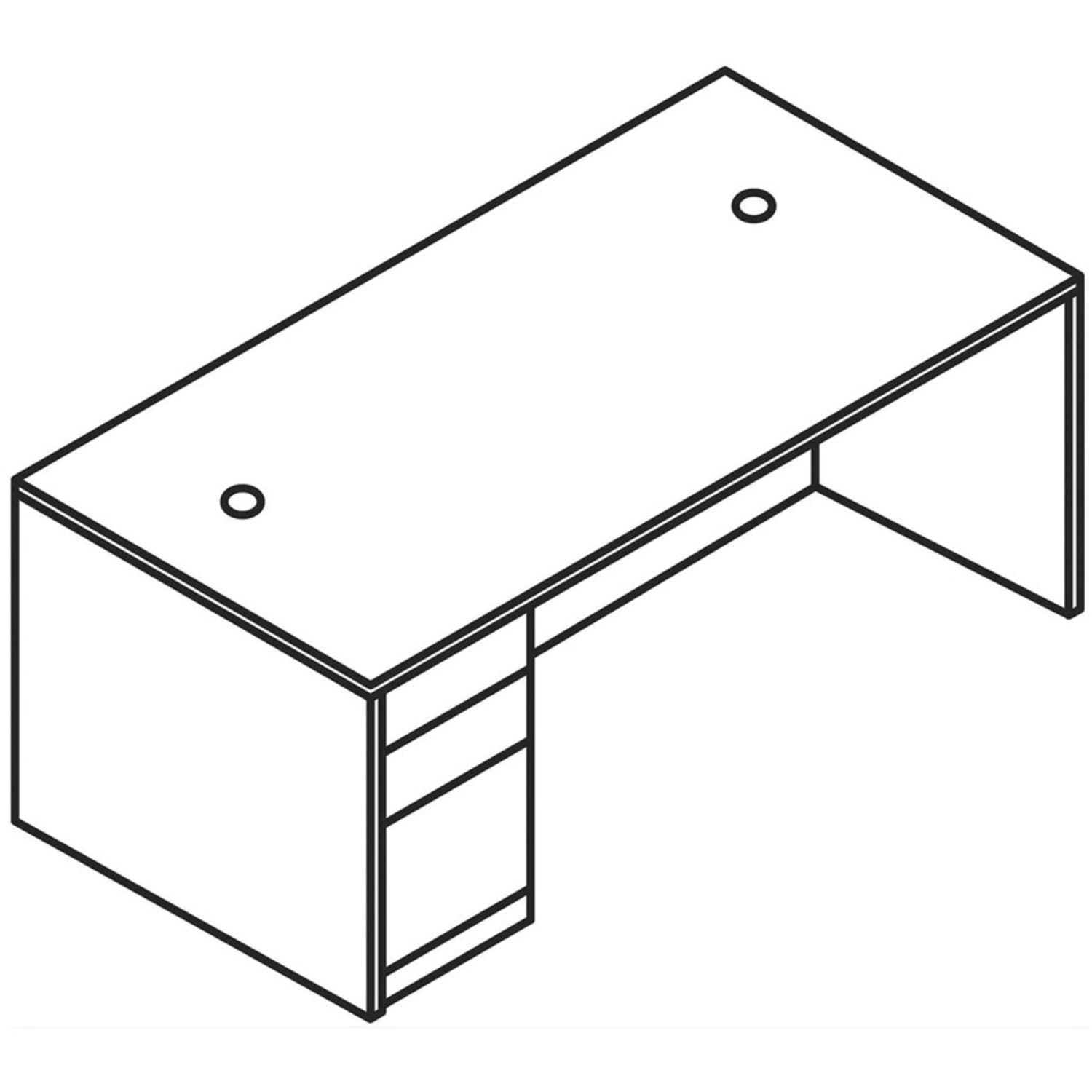 HON 10500 H105898L Pedestal Desk, 29.5inH x 66inW x 36inD, 3 x Box, File Drawer(s)Left Side, Sterling Ash - Image 4