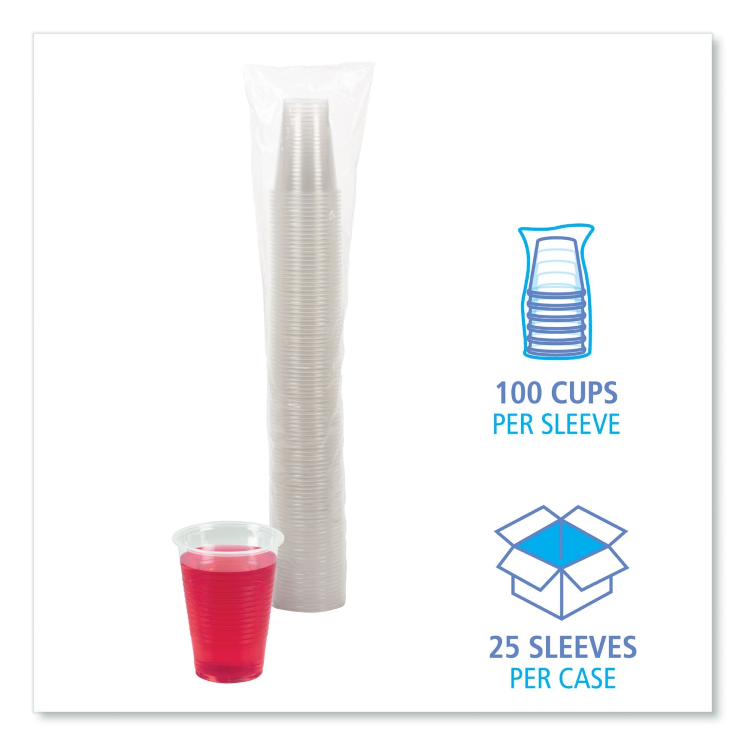 Boardwalk Plastic Cold Cups, 9 Oz, Clear, Sleeve Of 100 Cups, Carton Of 25 Sleeves - Image 5