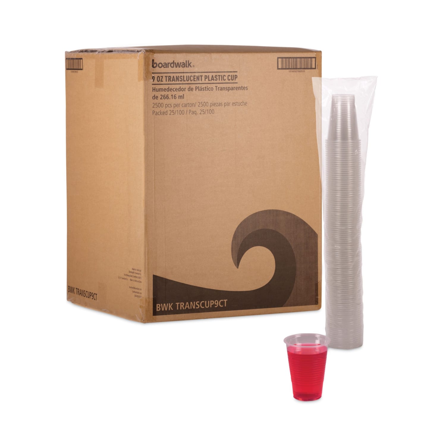 Boardwalk Plastic Cold Cups, 9 Oz, Clear, Sleeve Of 100 Cups, Carton Of 25 Sleeves - Image 6