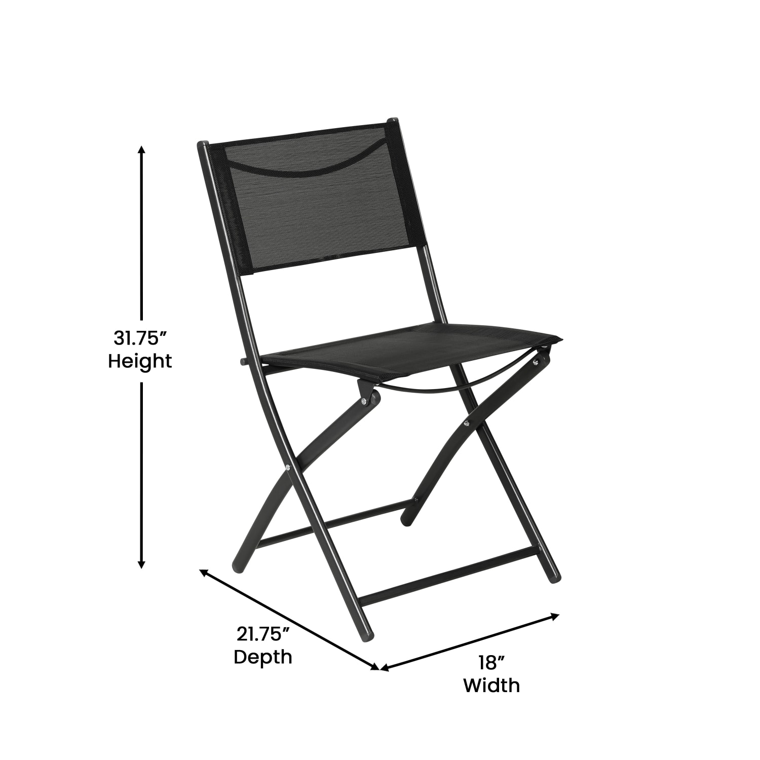 Flash Furniture Brazos Series Outdoor 4pcs Folding Chair with Flex Comfort Material and Metal Frame, Black - Image 6