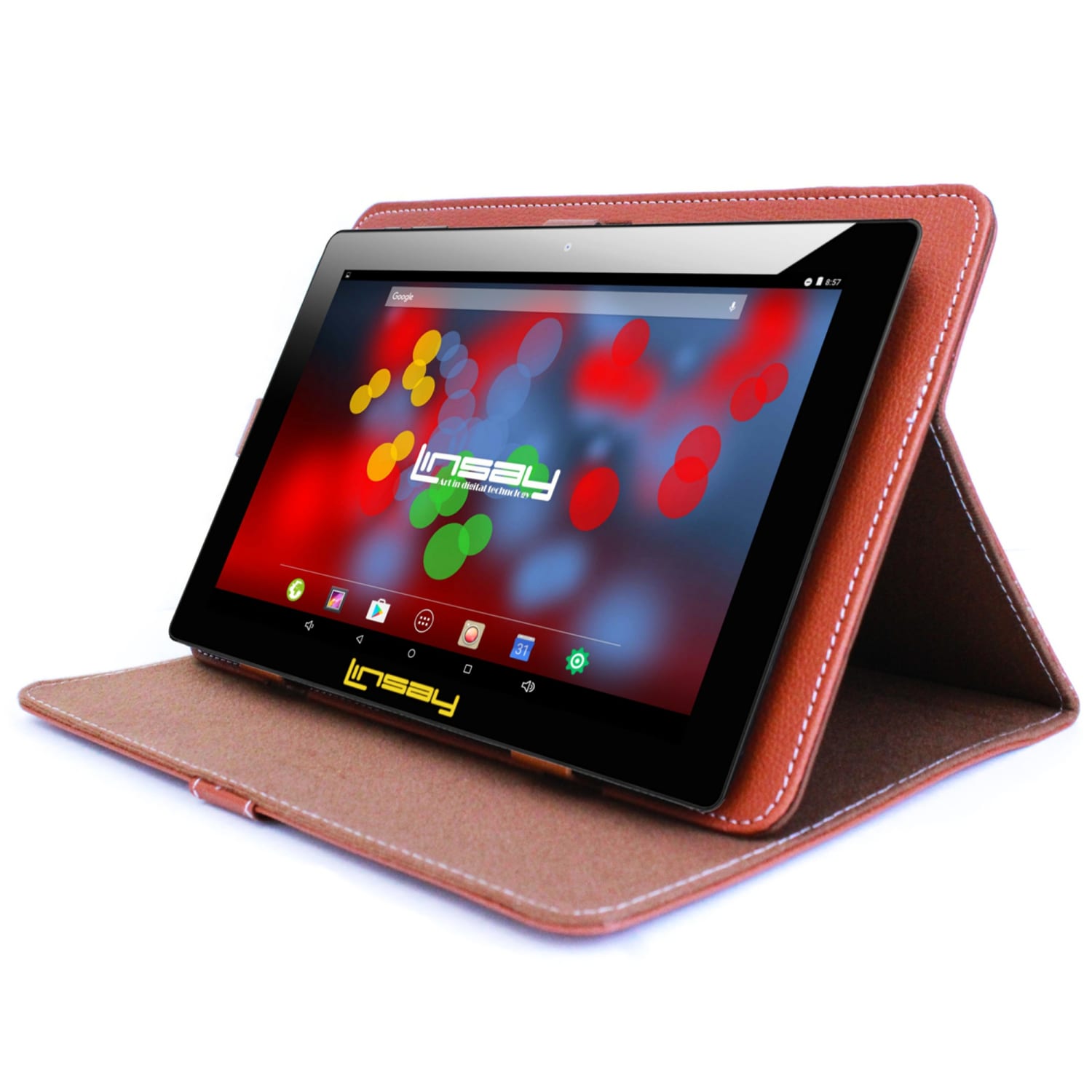 Linsay F10IPS Tablet, 10.1in Screen, 2GB Memory, 64GB Storage, Android 13, Brown - Image 3