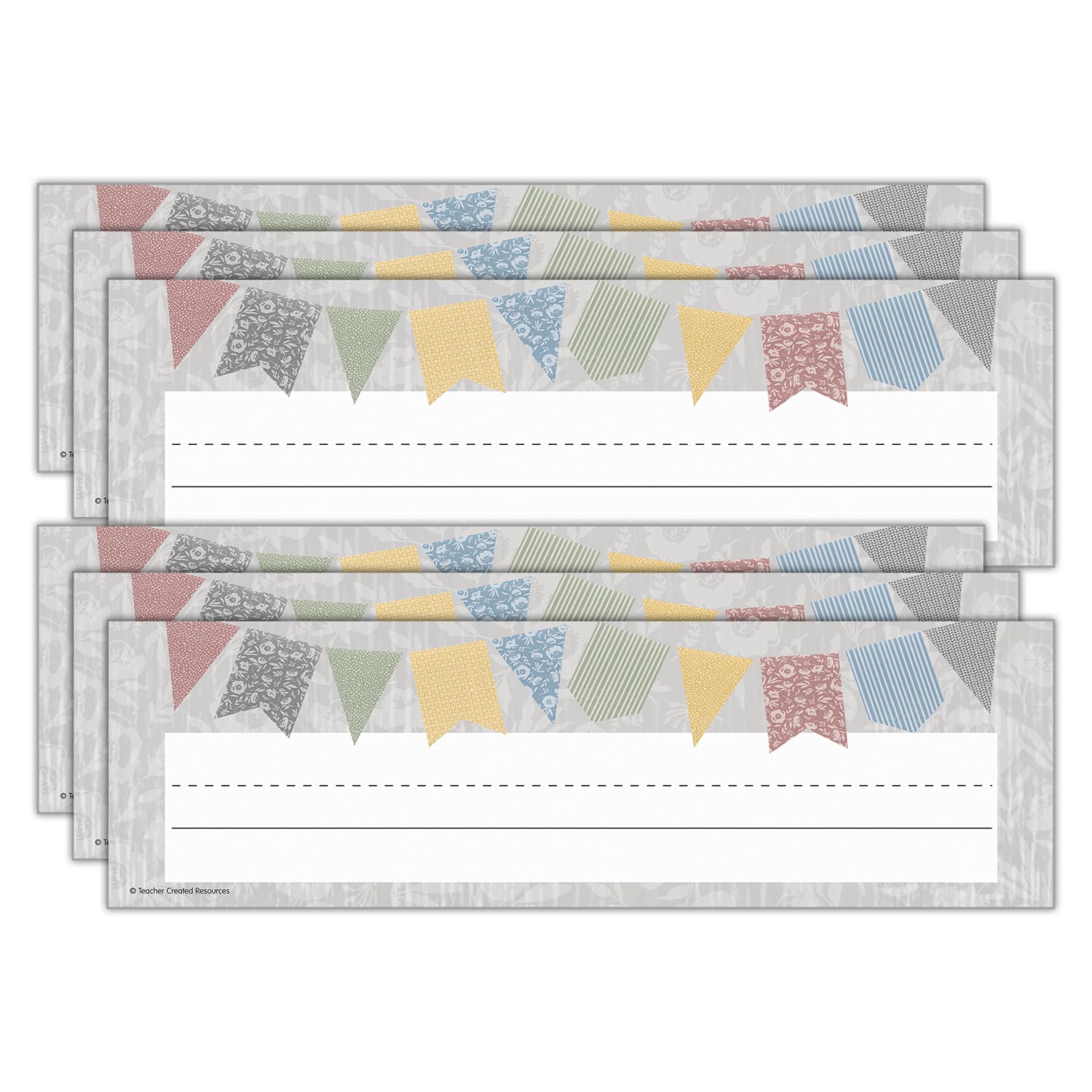 Teacher Created Resources Flat Name Plates, 3-1/2inH x 11-1/2inW x 1/10inD, Classroom Cottage, 36 Name Plates Per Pack, Set Of 6 Packs