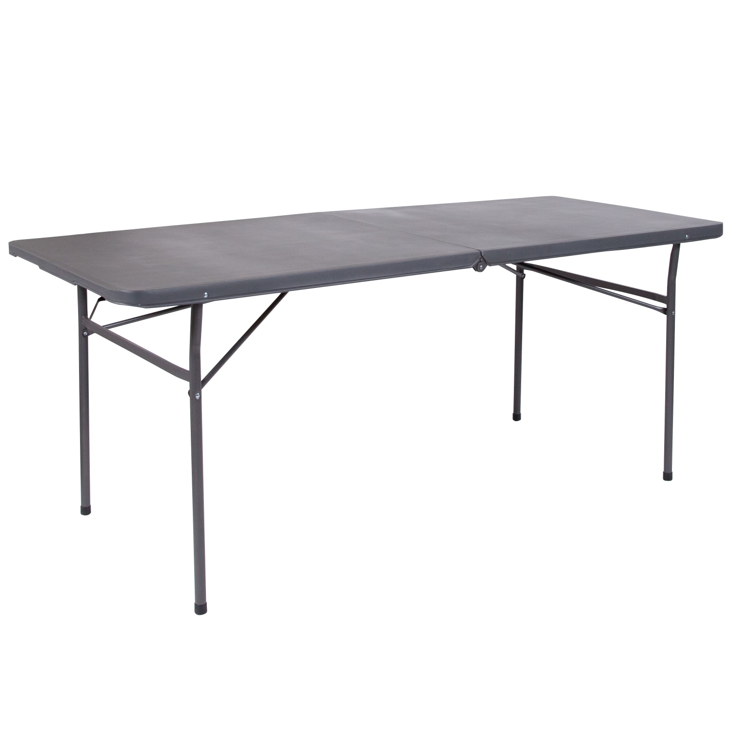 Flash Furniture Bi-Fold Plastic Banquet And Event Table, 29inH x 30inW x 72inD, Dark Gray - Image 3