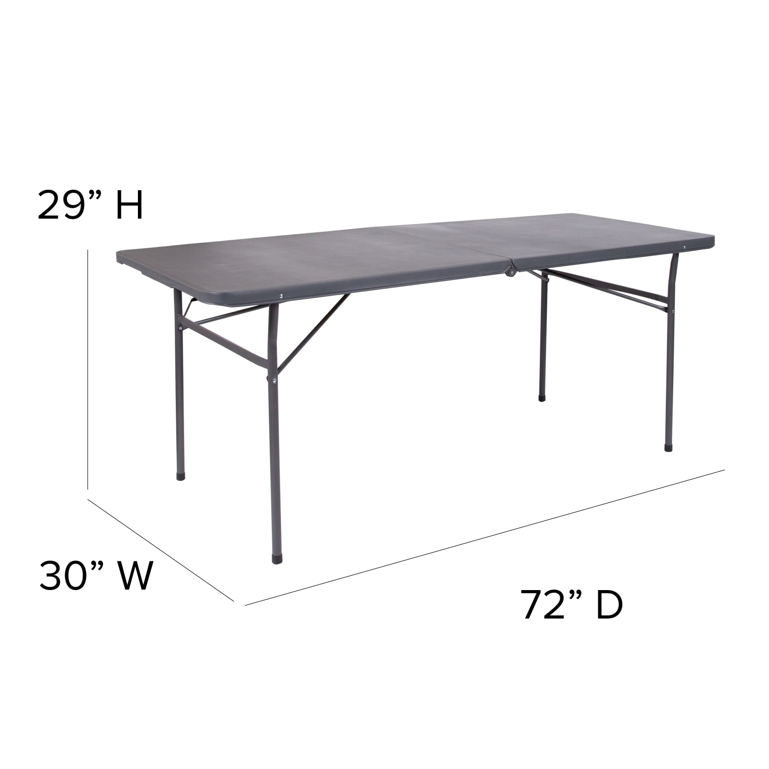 Flash Furniture Bi-Fold Plastic Banquet And Event Table, 29inH x 30inW x 72inD, Dark Gray - Image 6
