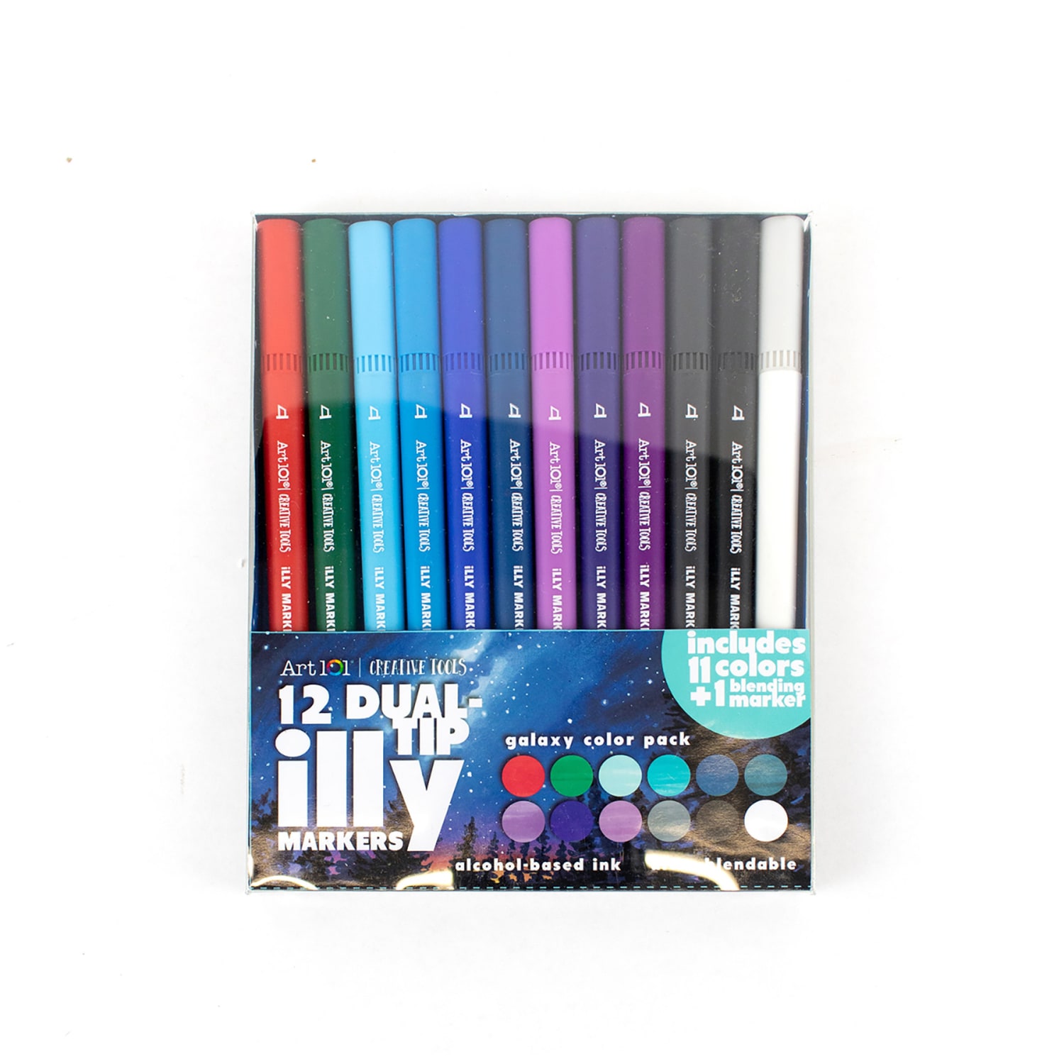 Art 101 Watercolor Brush Pens, Brush Point, 3 Packs, Black Barrels, Assorted Inks, Set Of 24 Pens - Image 3