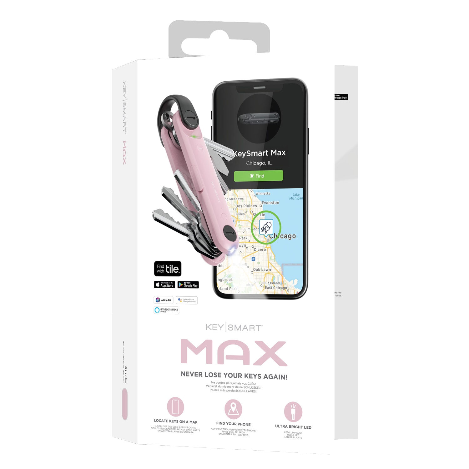 KeySmart Max Key Holder With Tile Smart Location, 4.2in, Blush - Image 3