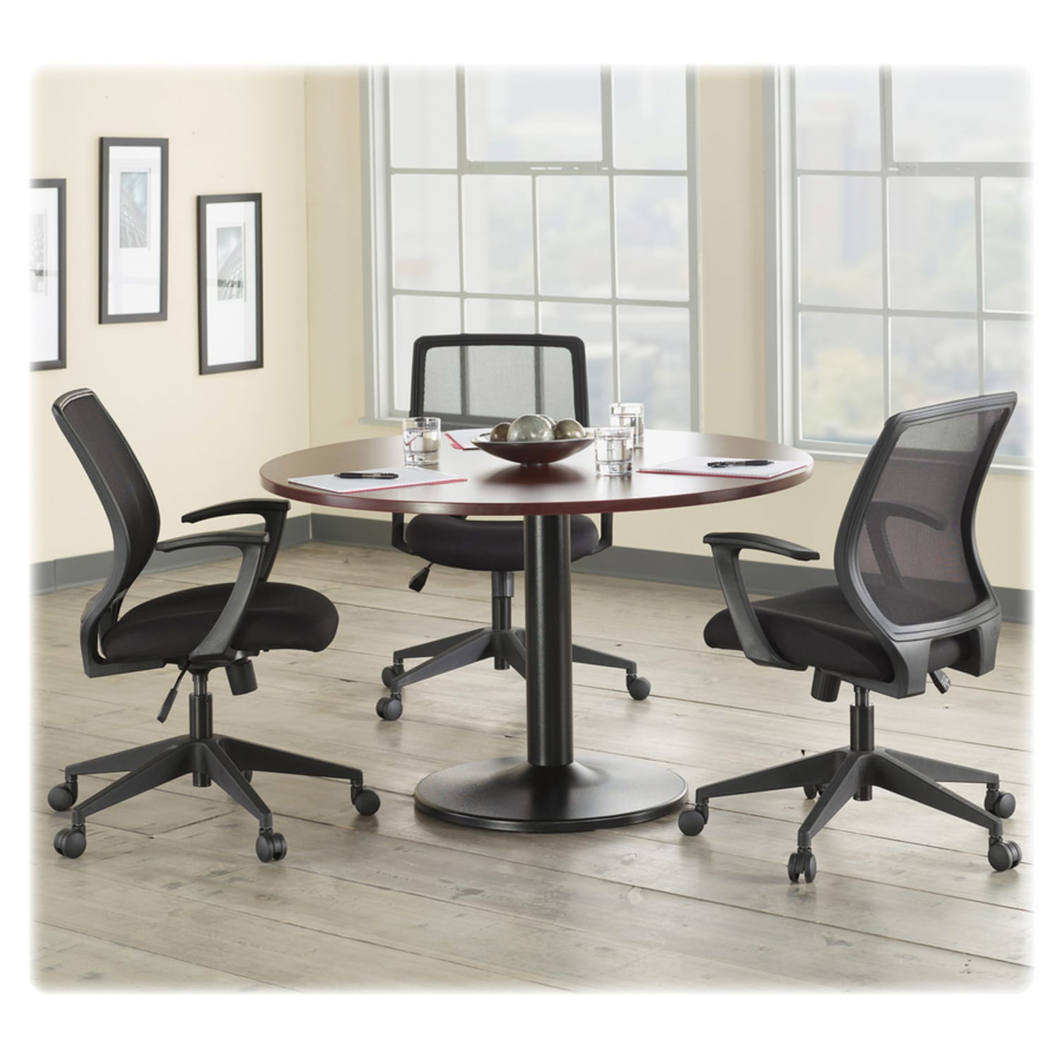 Lorell Essentials Round Table Top, 48inD, Mahogany - Image 5