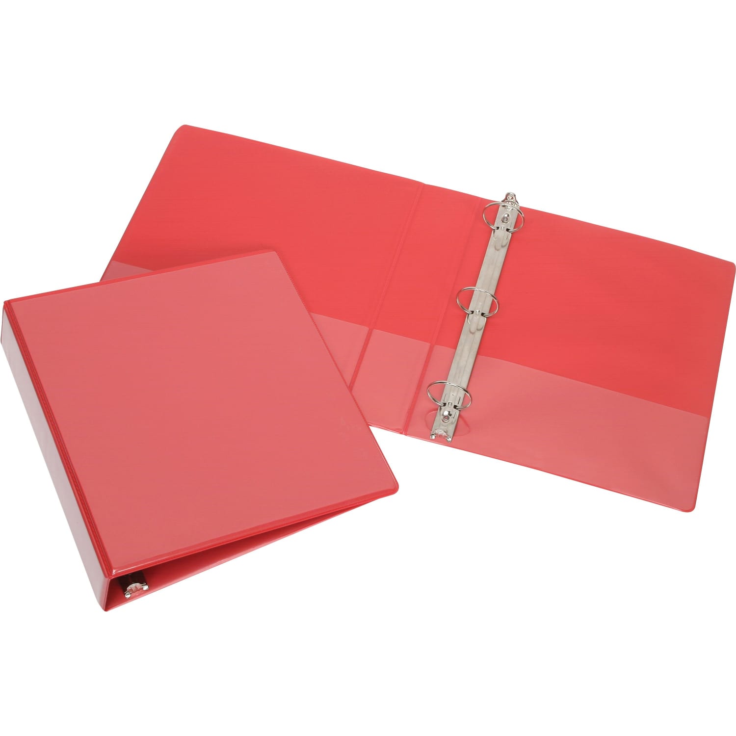 SKILCRAFT Round-Ring View Binder, 1in Round Rings, 63% Recycled, Red - Image 3